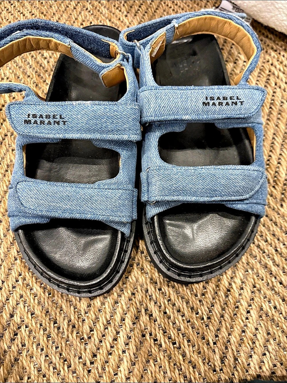 Isabel marant Denim Strap Platform Sandals in Blue & Black